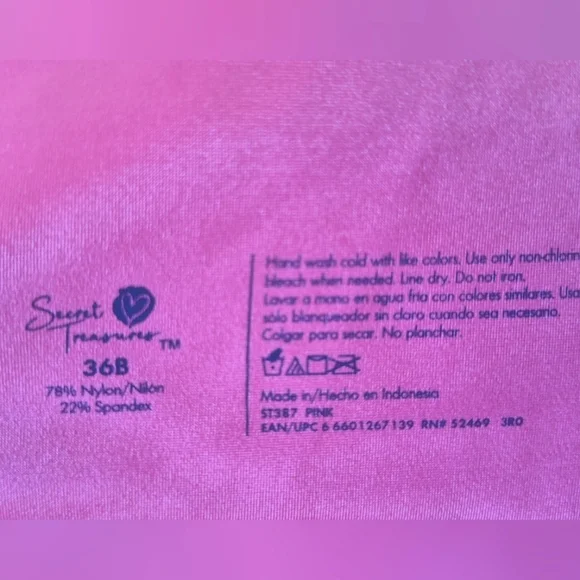 Secret Treasures Pink Wirefree Bra Size 36B - Picture 5 of 5